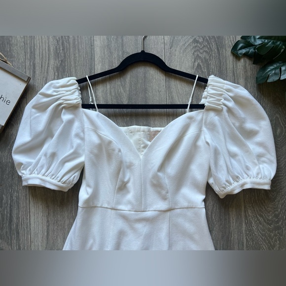Keepsake the label puff sleeve off the shoulder mini dress in white. Size 4 - Picture 3 of 12